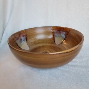 Sango Splash 4951 9" Serving Bowl Vintage Brown Drip Glaze Earth Tones
